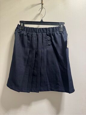 Galaxy By Harvic Navy School Pleated Skirt with Button Detail
